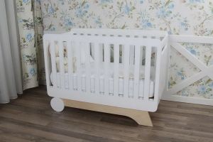 Crib Nova white / natural wood