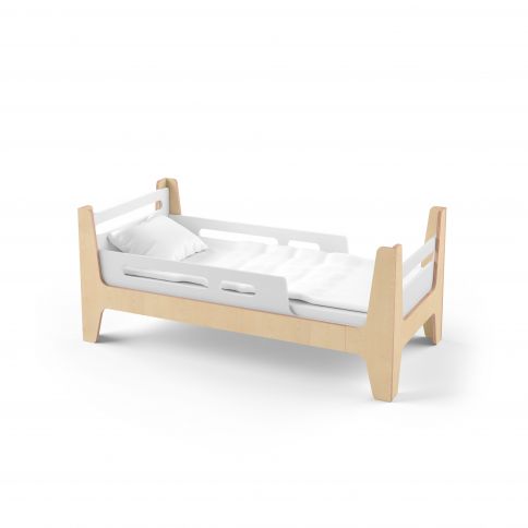 Bed Tower Uno white / natural wood