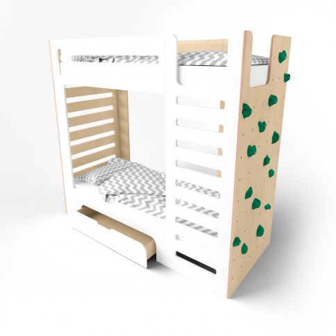 Bunk bed with climbing wall CuRocks white