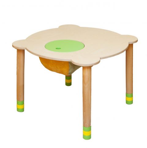 Round table green / natural wood