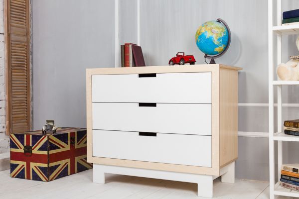 Chest of drawers with changing table Blocks white / natural wood