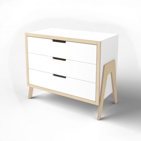 Shuttle chest of drawers with changing table white / natural wood