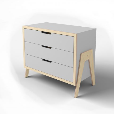 Dresser with changing table Shuttle gray / natural wood