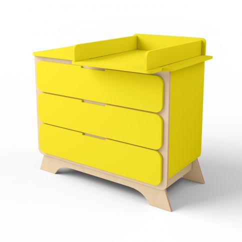 Chest of drawers with changing table Nova yellow / natural wood