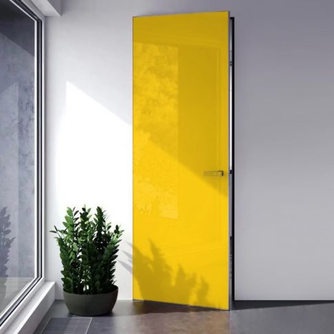 YELLOW GLASS SATIN PAINTED AL